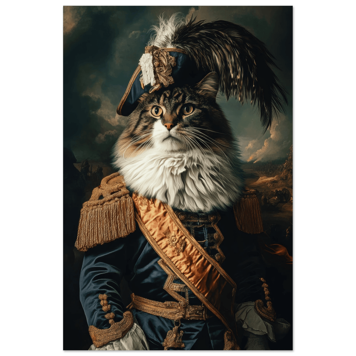 Baroque Military Commander Cat A fierce - looking 4 - Shop Ai Art WebShop - Digital Art online Store