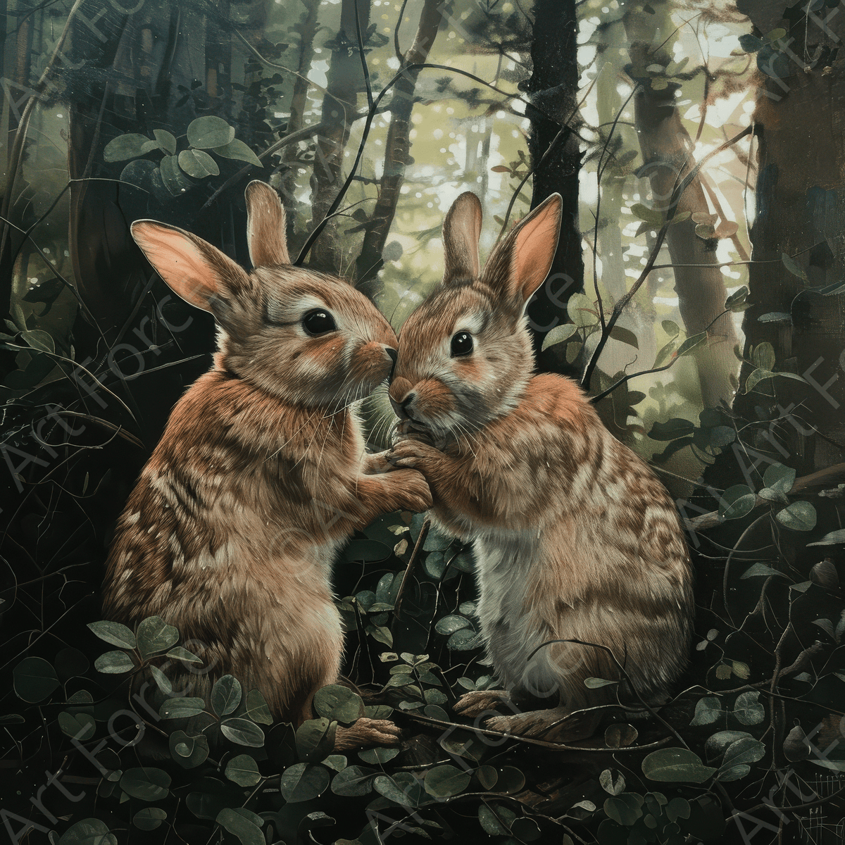 Beautiful Loving Rabbits - Shop Ai Art WebShop - Digital Art online Store
