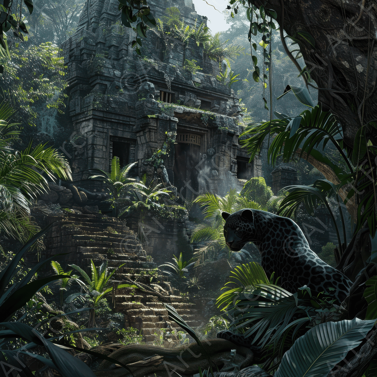 Black Panther in the Jungle - Shop Ai Art WebShop - Digital Art online Store