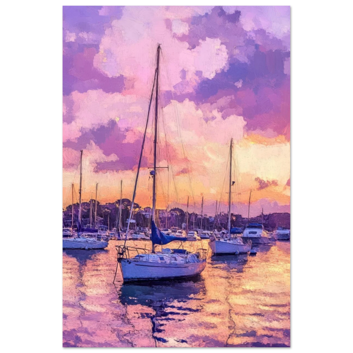 Boats at Dusk A harbor filled with gently rocky 2 - Shop Ai Art WebShop - Digital Art online Store