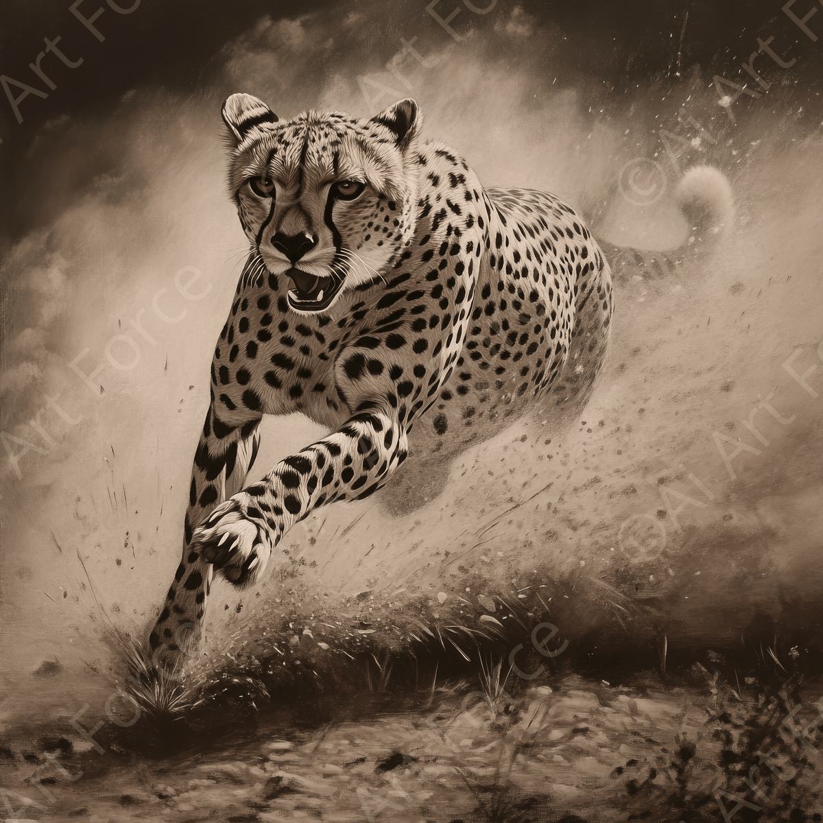 Cheetah Sprinting Across the Plains - Shop Ai Art WebShop - Digital Art online Store