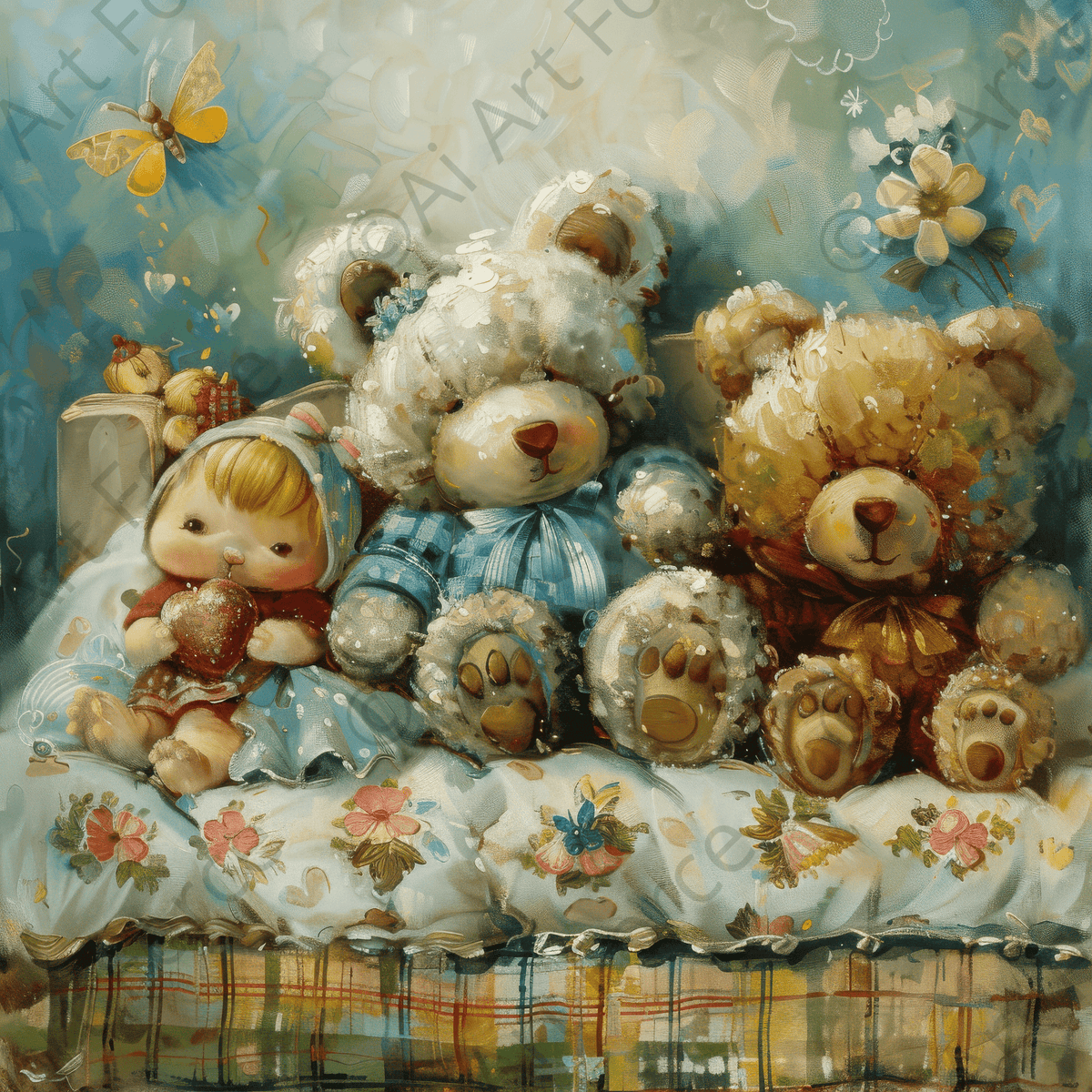 Children Kids Room Art Cozy Cuddle Bears 3 - Shop Ai Art WebShop - Digital Art online Store