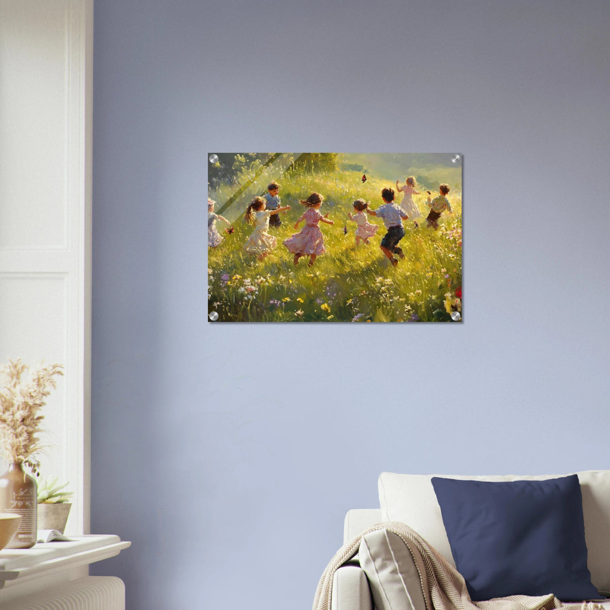 Children Playing in a Meadow A sunlit country 2 - Shop Ai Art WebShop - Digital Art online Store
