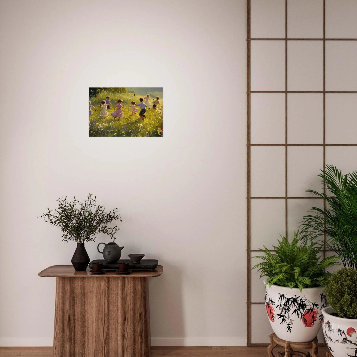 Children Playing in a Meadow A sunlit country 2 - Shop Ai Art WebShop - Digital Art online Store