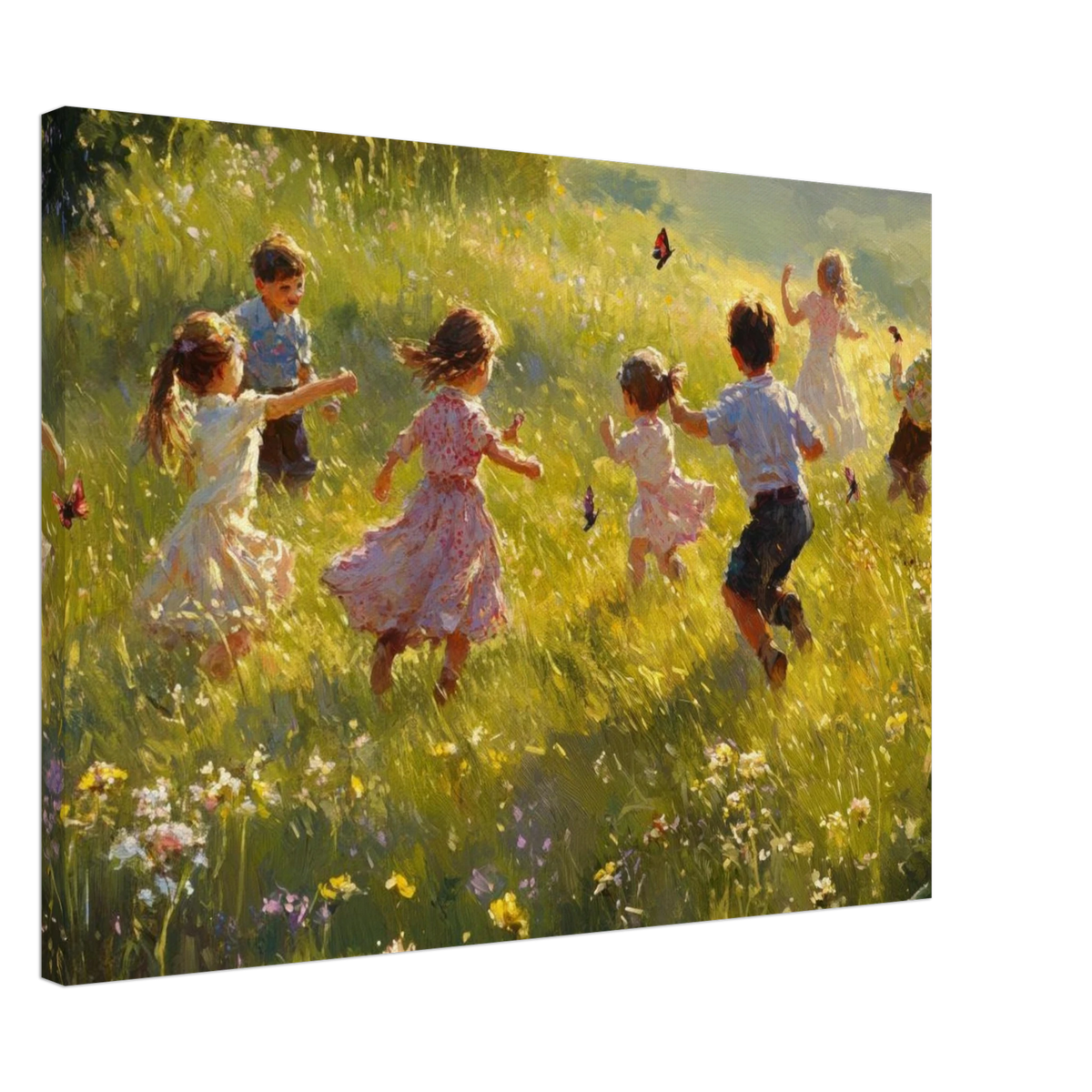 Children Playing in a Meadow A sunlit country 2 - Shop Ai Art WebShop - Digital Art online Store