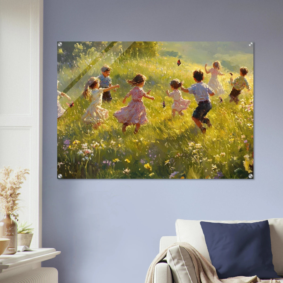 Children Playing in a Meadow A sunlit country 2 - Shop Ai Art WebShop - Digital Art online Store