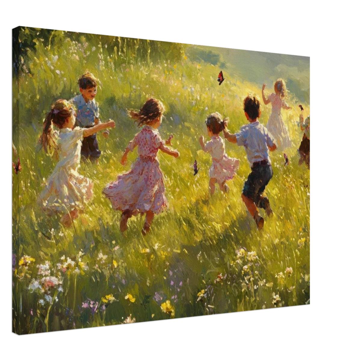Children Playing in a Meadow A sunlit country 2 - Shop Ai Art WebShop - Digital Art online Store