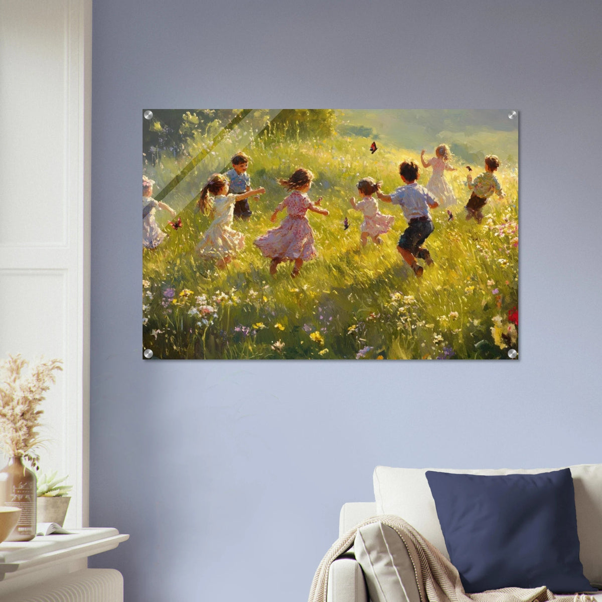 Children Playing in a Meadow A sunlit country 2 - Shop Ai Art WebShop - Digital Art online Store