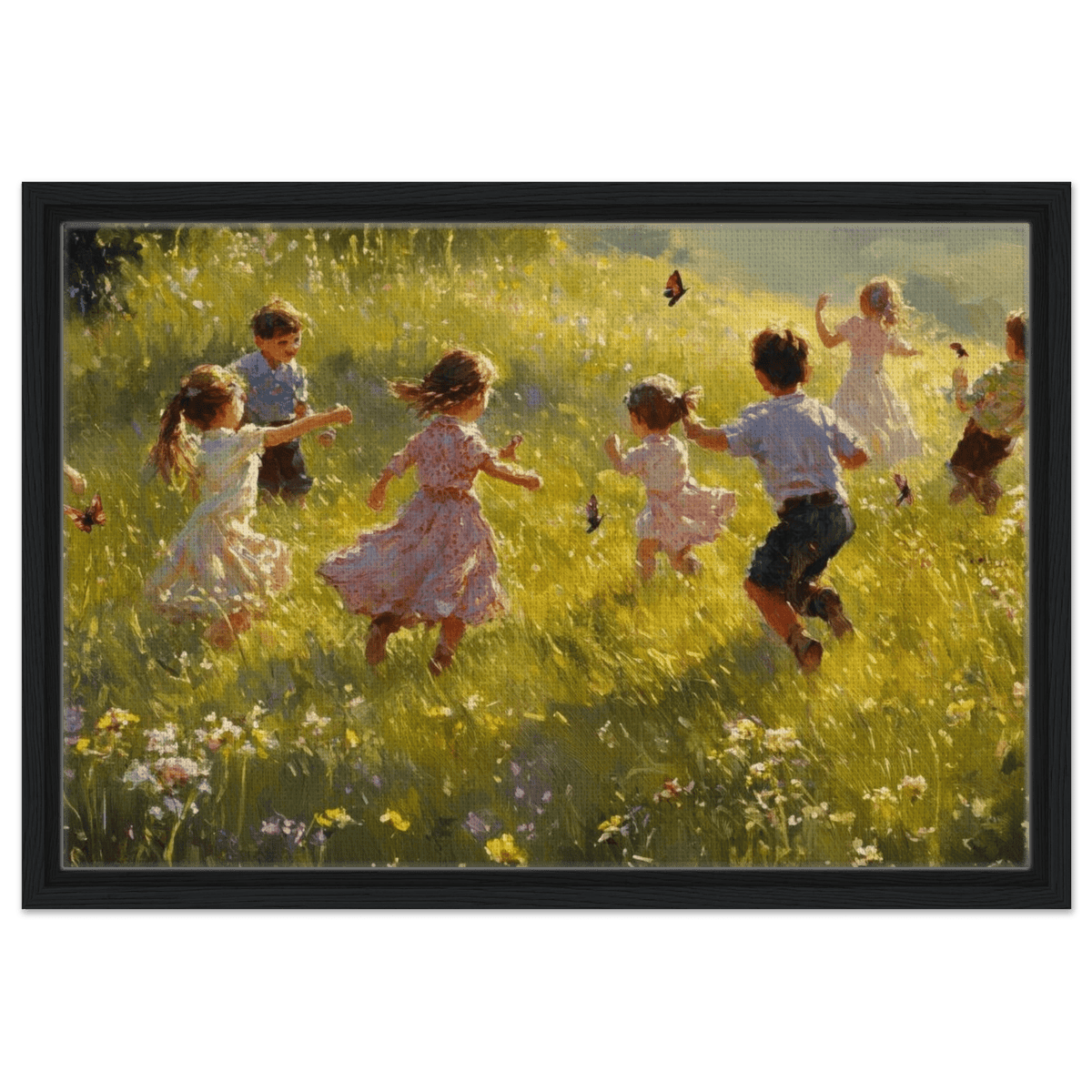 Children Playing in a Meadow A sunlit country 2 - Shop Ai Art WebShop - Digital Art online Store