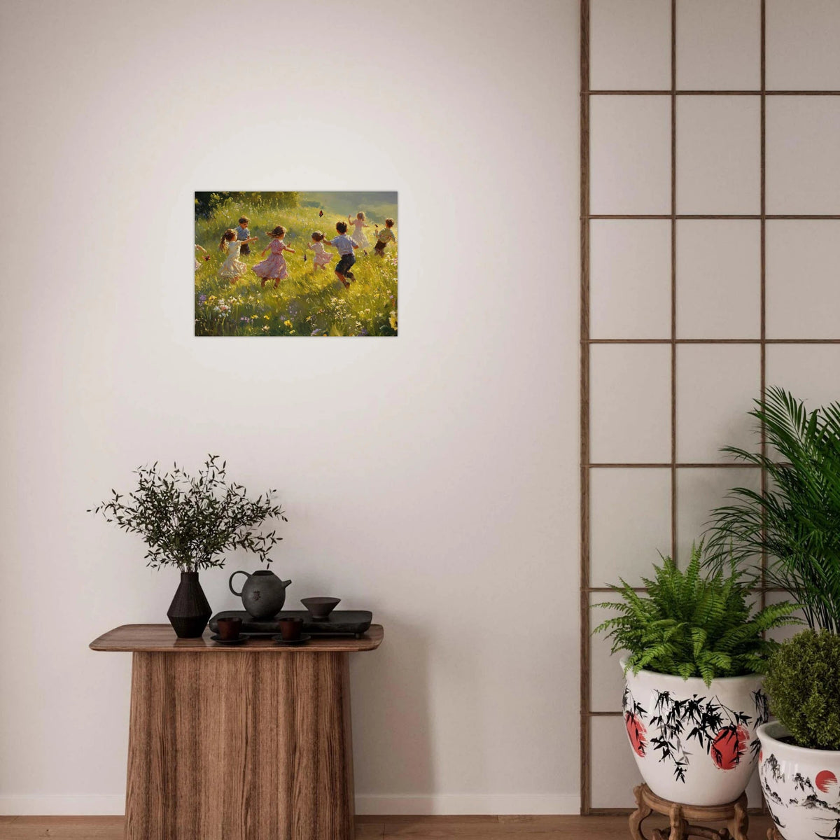 Children Playing in a Meadow A sunlit country 2 - Shop Ai Art WebShop - Digital Art online Store