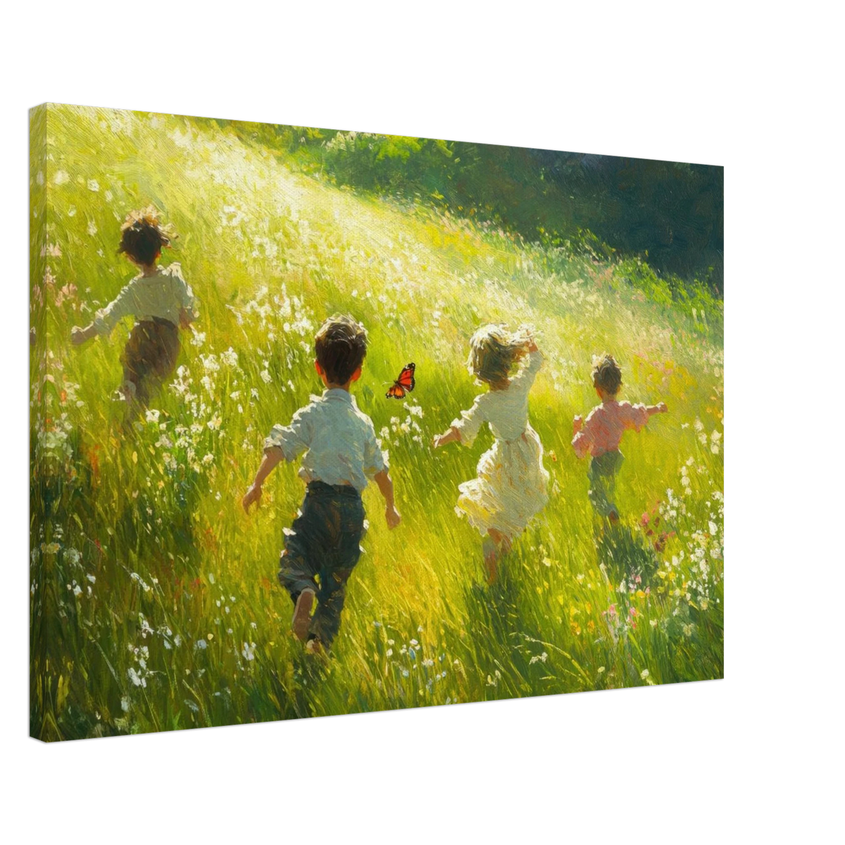 Children Playing in a Meadow A sunlit country 3 - Shop Ai Art WebShop - Digital Art online Store