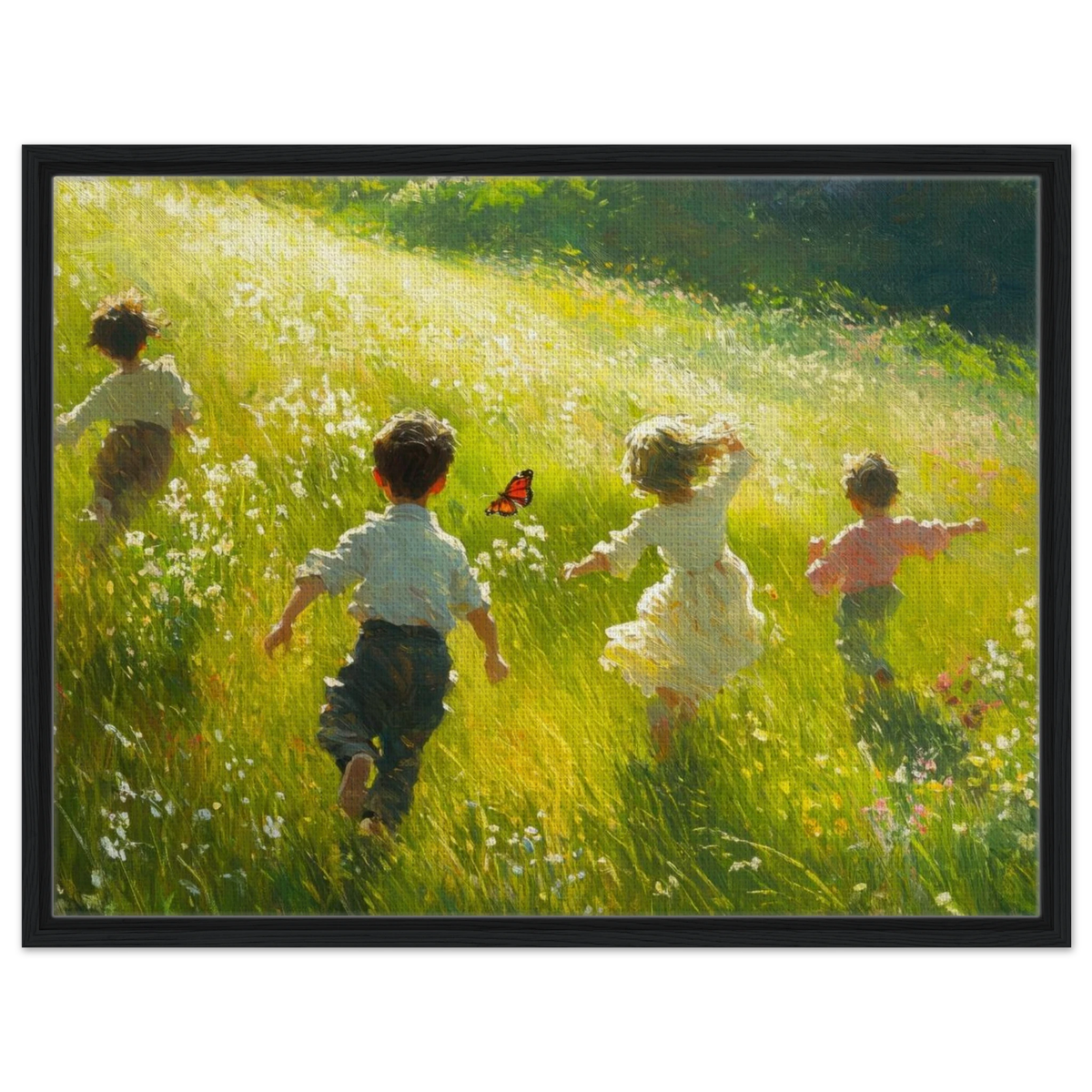 Children Playing in a Meadow A sunlit country 3 - Shop Ai Art WebShop - Digital Art online Store