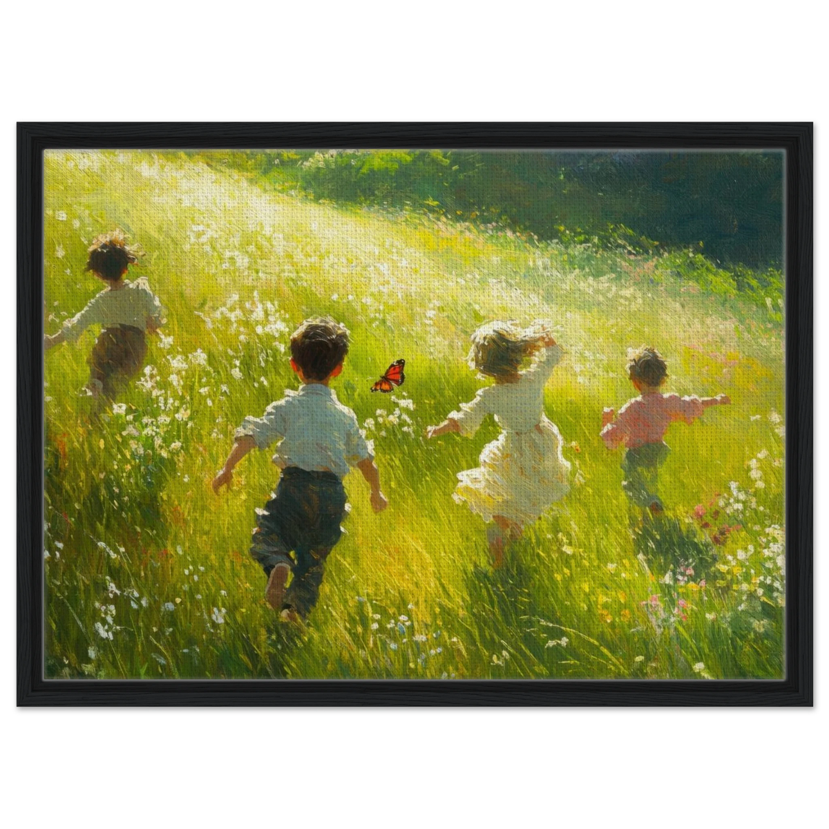 Children Playing in a Meadow A sunlit country 3 - Shop Ai Art WebShop - Digital Art online Store
