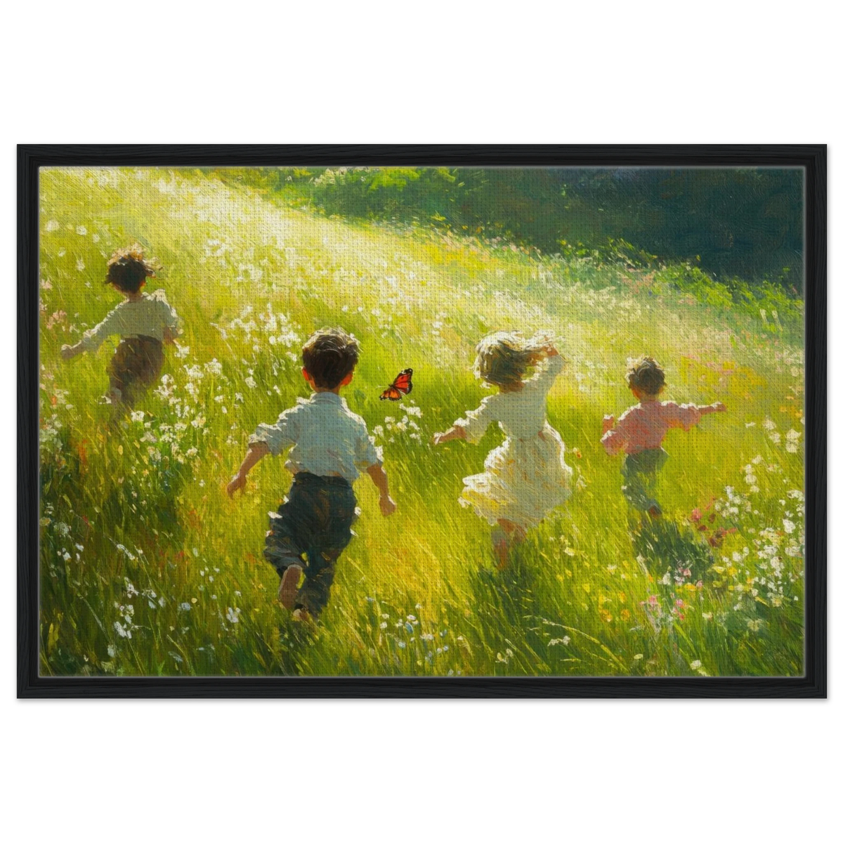 Children Playing in a Meadow A sunlit country 3 - Shop Ai Art WebShop - Digital Art online Store
