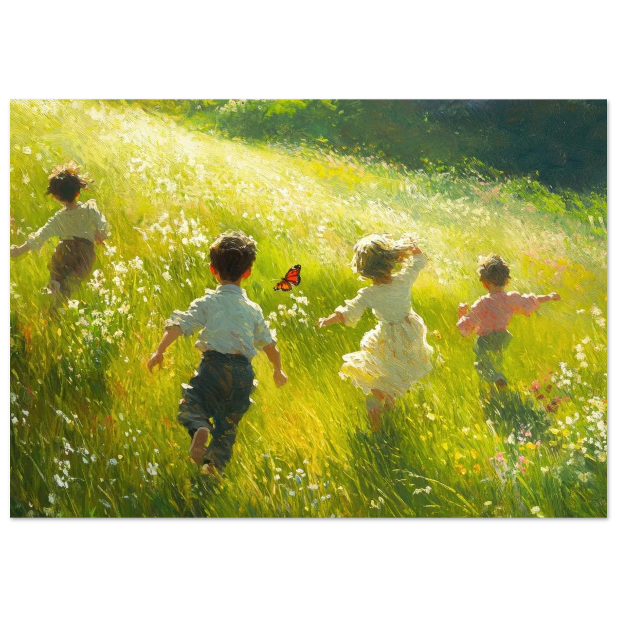Children Playing in a Meadow A sunlit country 3 - Shop Ai Art WebShop - Digital Art online Store