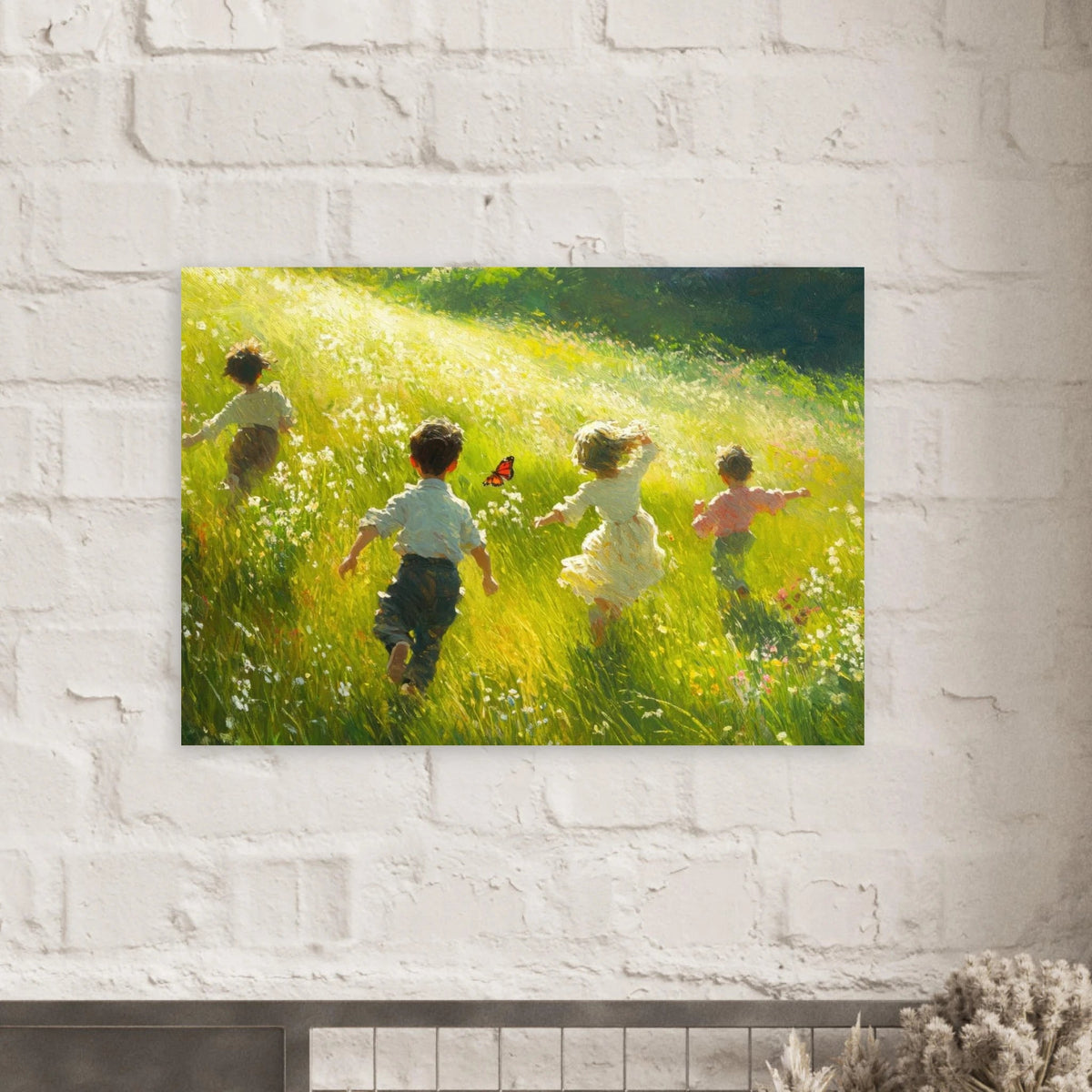 Children Playing in a Meadow A sunlit country 3 - Shop Ai Art WebShop - Digital Art online Store