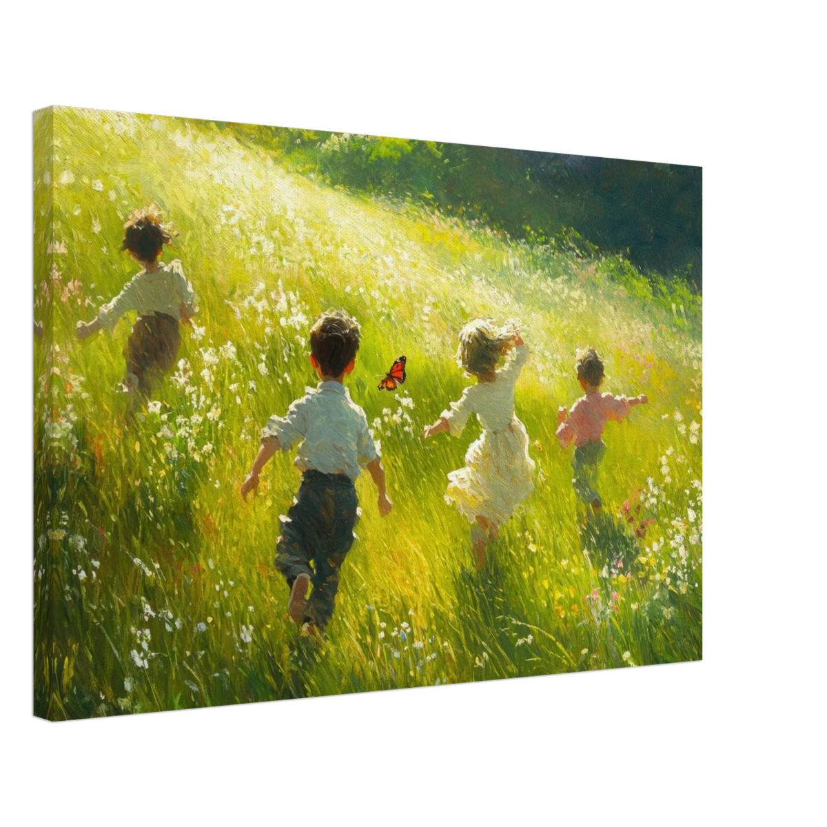 Children Playing in a Meadow A sunlit country 3 - Shop Ai Art WebShop - Digital Art online Store