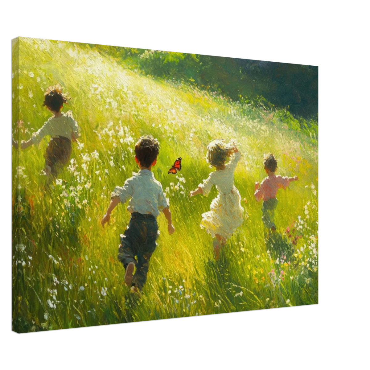 Children Playing in a Meadow A sunlit country 3 - Shop Ai Art WebShop - Digital Art online Store