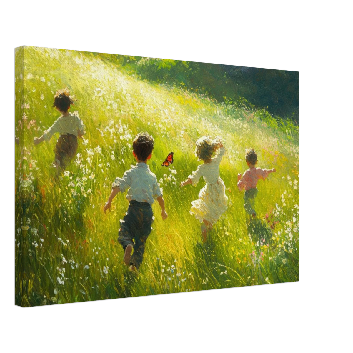 Children Playing in a Meadow A sunlit country 3 - Shop Ai Art WebShop - Digital Art online Store