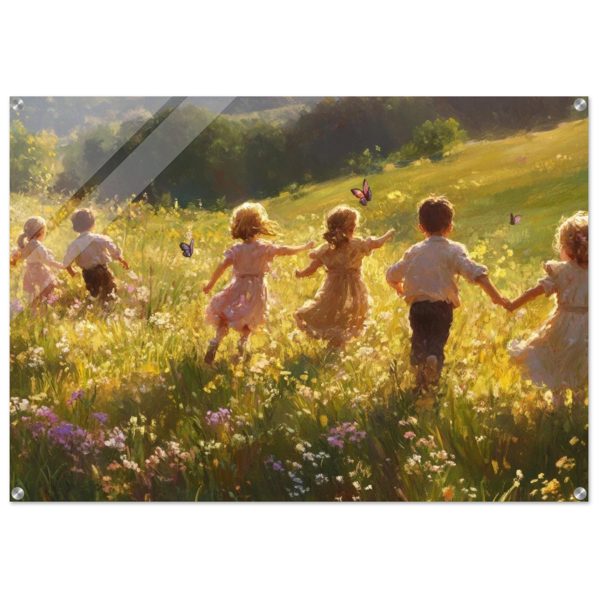 Children Playing in a Meadow A sunlit country - Shop Ai Art WebShop - Digital Art online Store