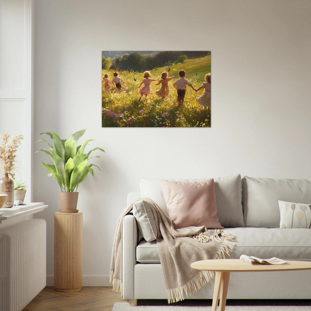 Children Playing in a Meadow A sunlit country - Shop Ai Art WebShop - Digital Art online Store