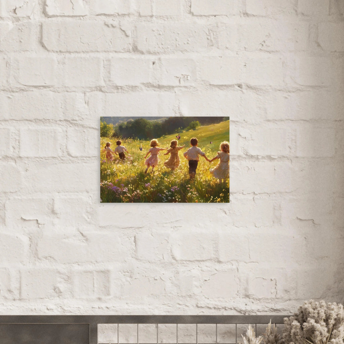 Children Playing in a Meadow A sunlit country - Shop Ai Art WebShop - Digital Art online Store
