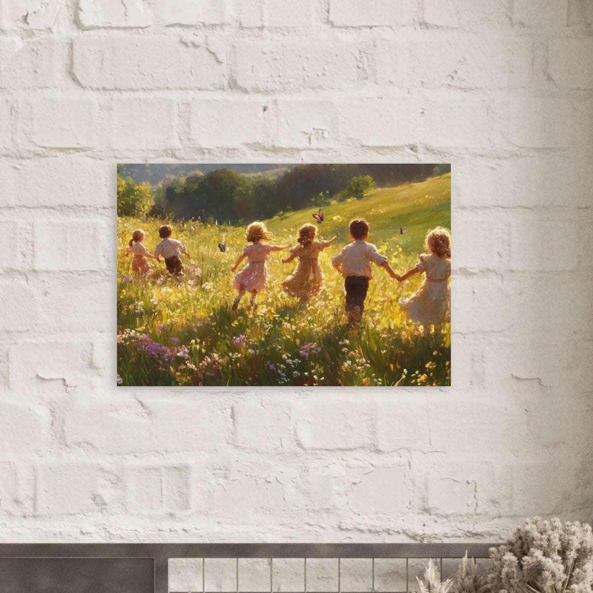 Children Playing in a Meadow A sunlit country - Shop Ai Art WebShop - Digital Art online Store