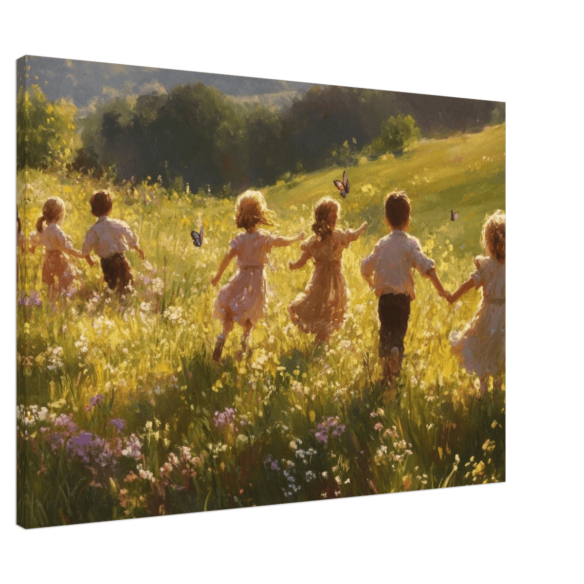 Children Playing in a Meadow A sunlit country - Shop Ai Art WebShop - Digital Art online Store