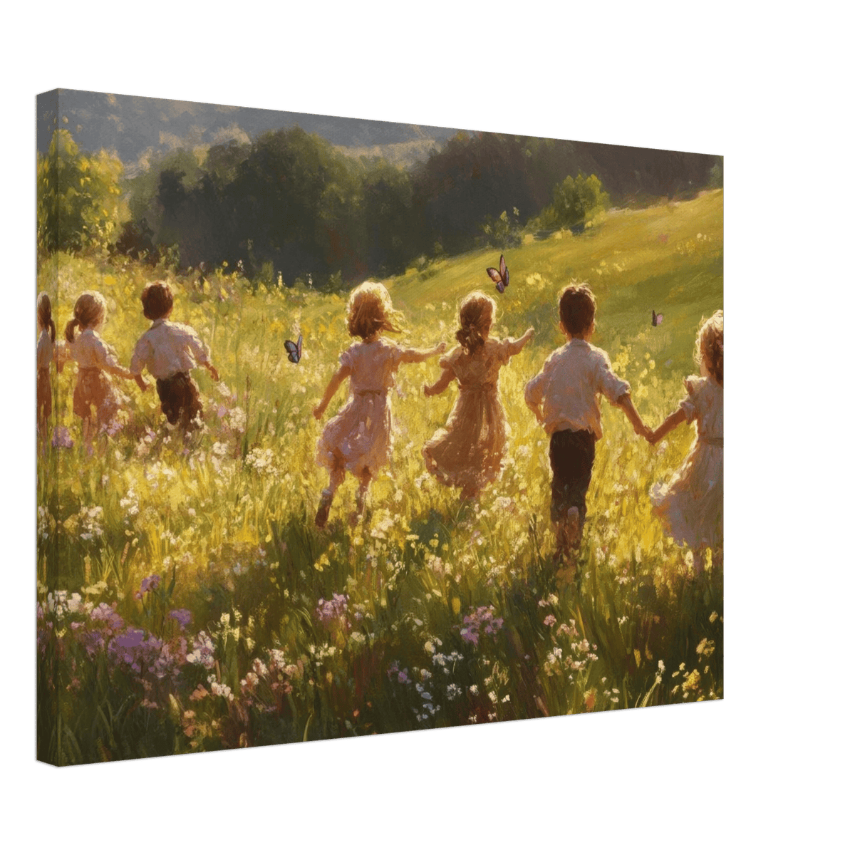 Children Playing in a Meadow A sunlit country - Shop Ai Art WebShop - Digital Art online Store