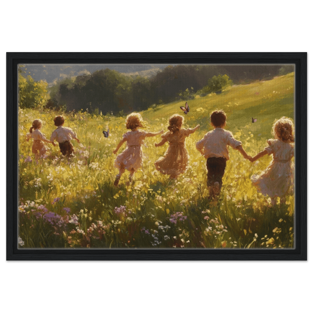 Children Playing in a Meadow A sunlit country - Shop Ai Art WebShop - Digital Art online Store