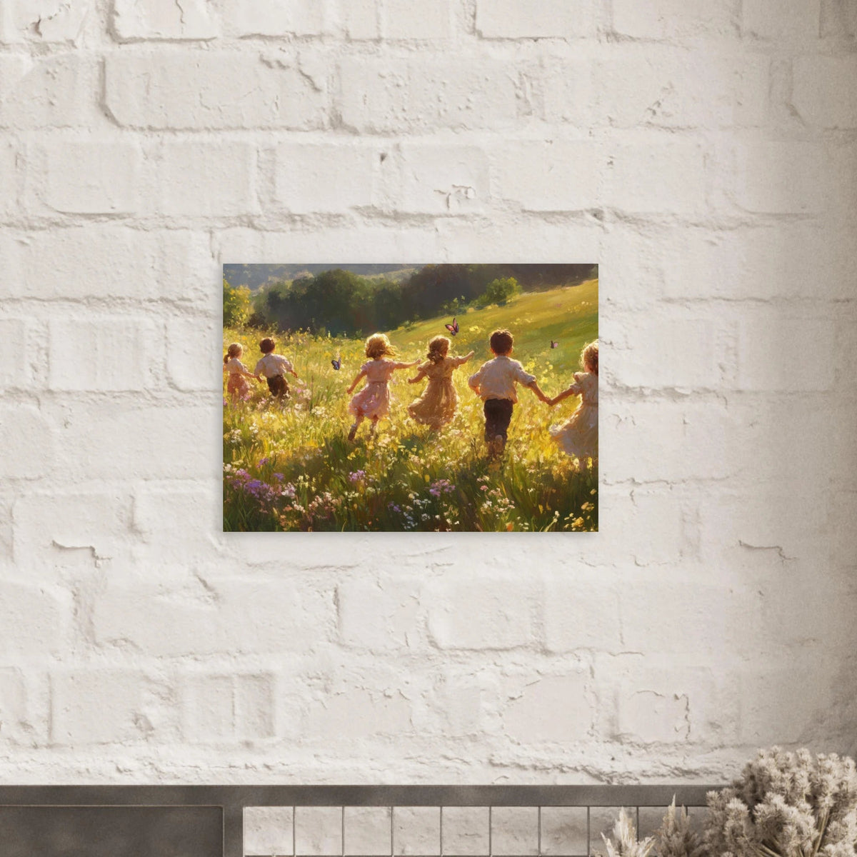 Children Playing in a Meadow A sunlit country - Shop Ai Art WebShop - Digital Art online Store