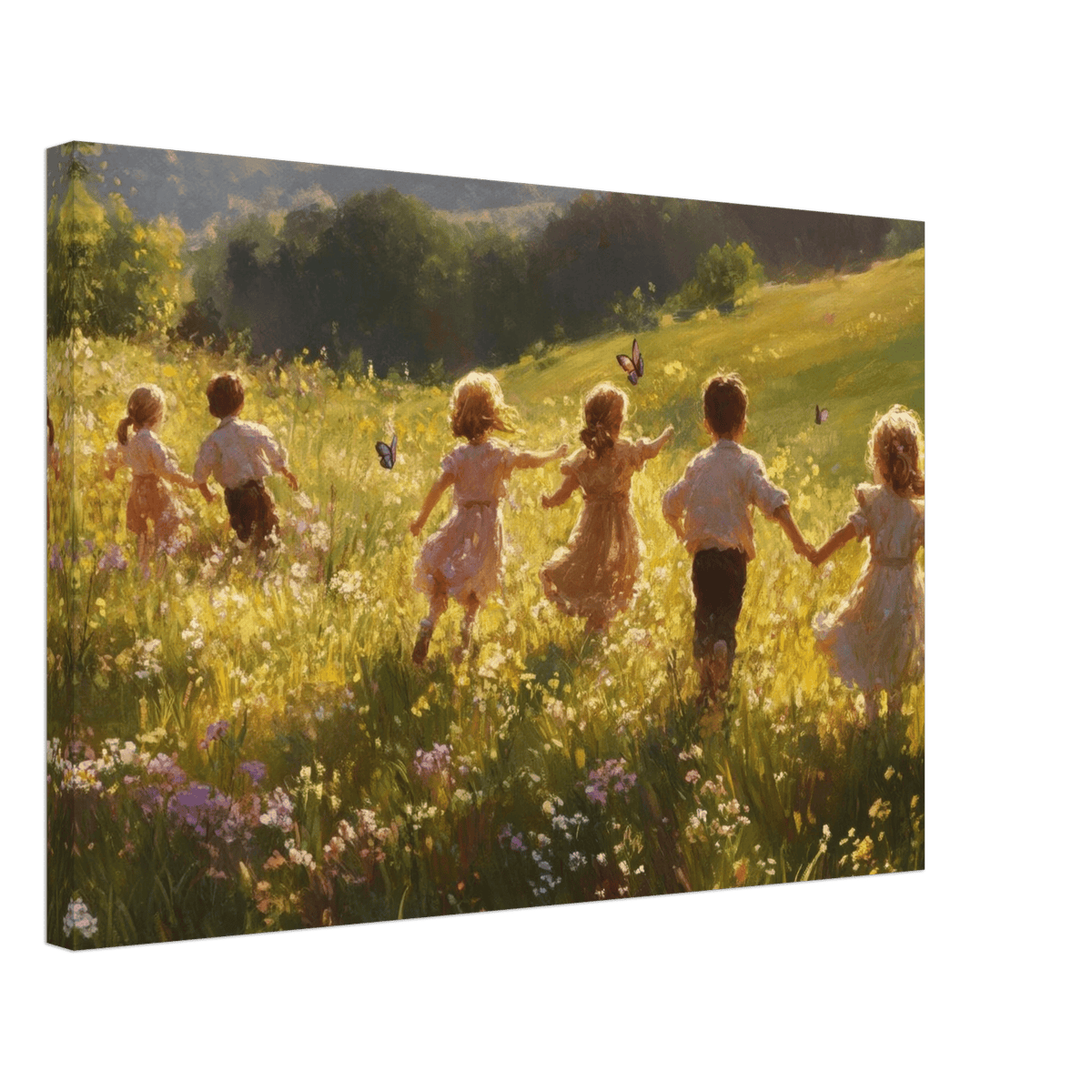 Children Playing in a Meadow A sunlit country - Shop Ai Art WebShop - Digital Art online Store