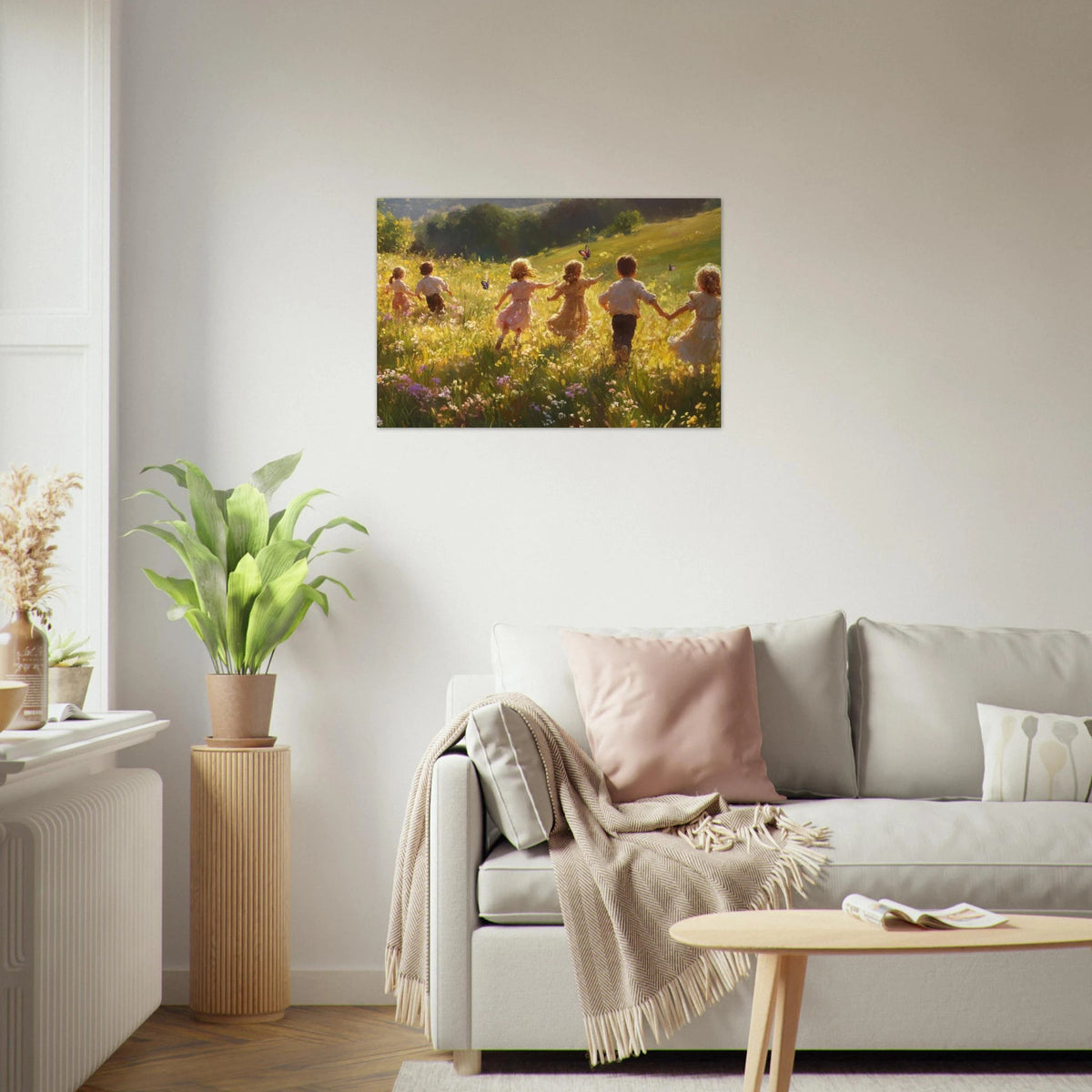 Children Playing in a Meadow A sunlit country - Shop Ai Art WebShop - Digital Art online Store