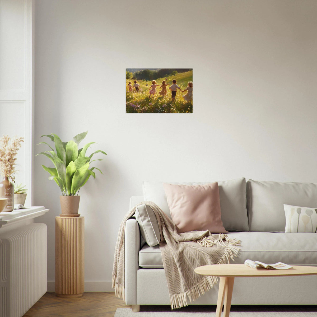 Children Playing in a Meadow A sunlit country - Shop Ai Art WebShop - Digital Art online Store
