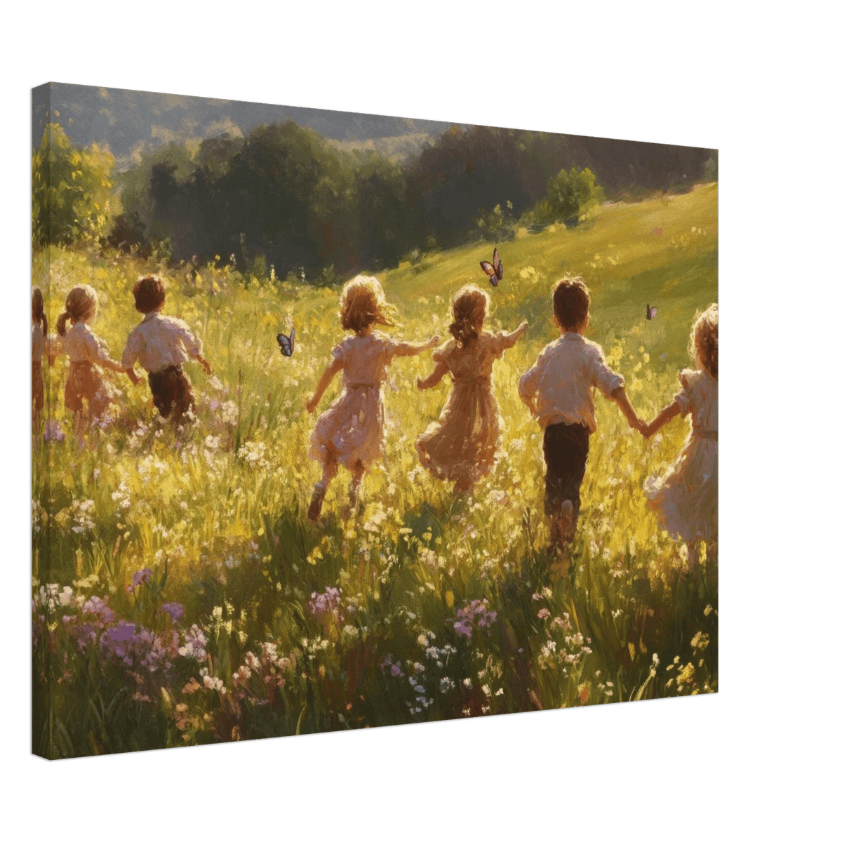 Children Playing in a Meadow A sunlit country - Shop Ai Art WebShop - Digital Art online Store