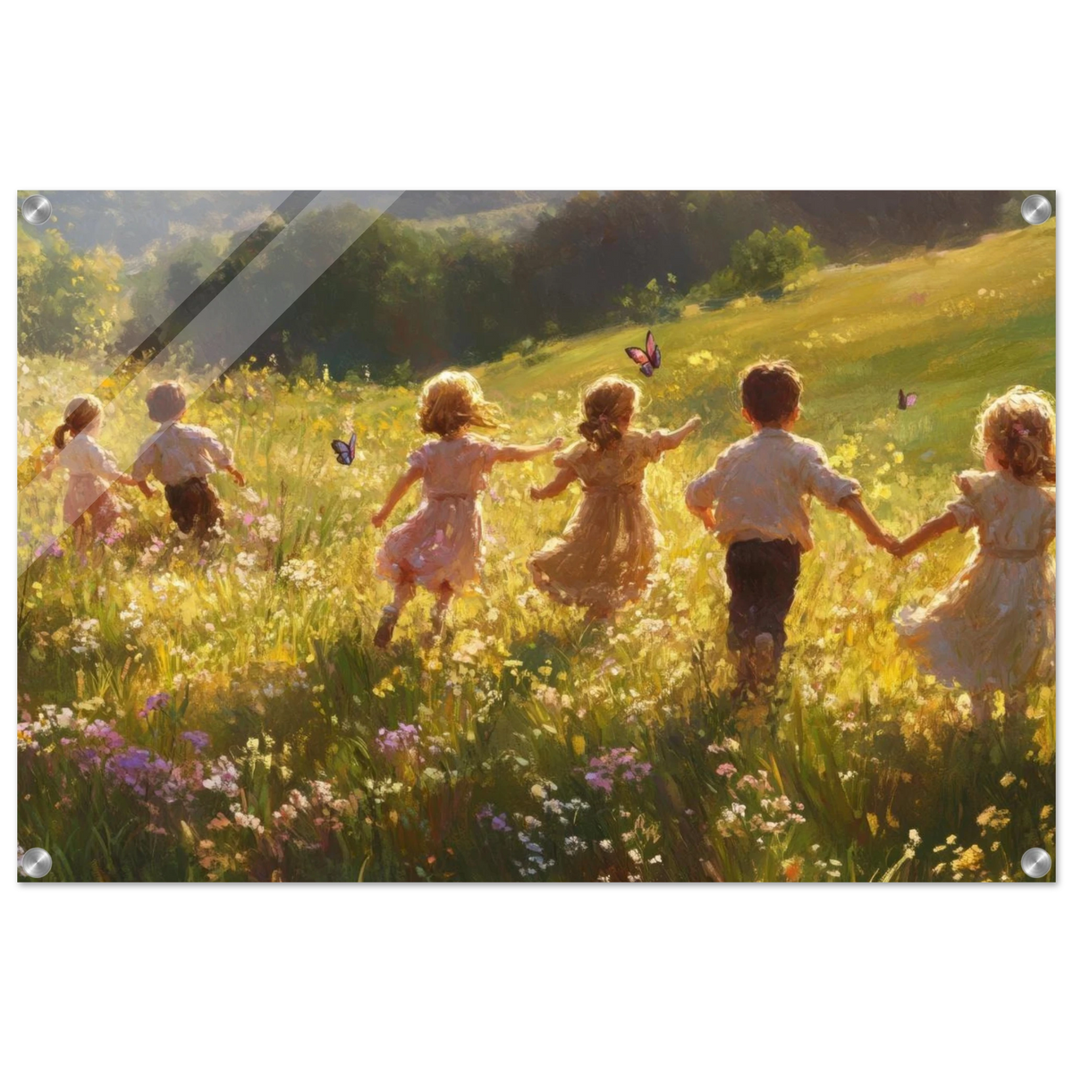 Children Playing in a Meadow A sunlit country - Shop Ai Art WebShop - Digital Art online Store