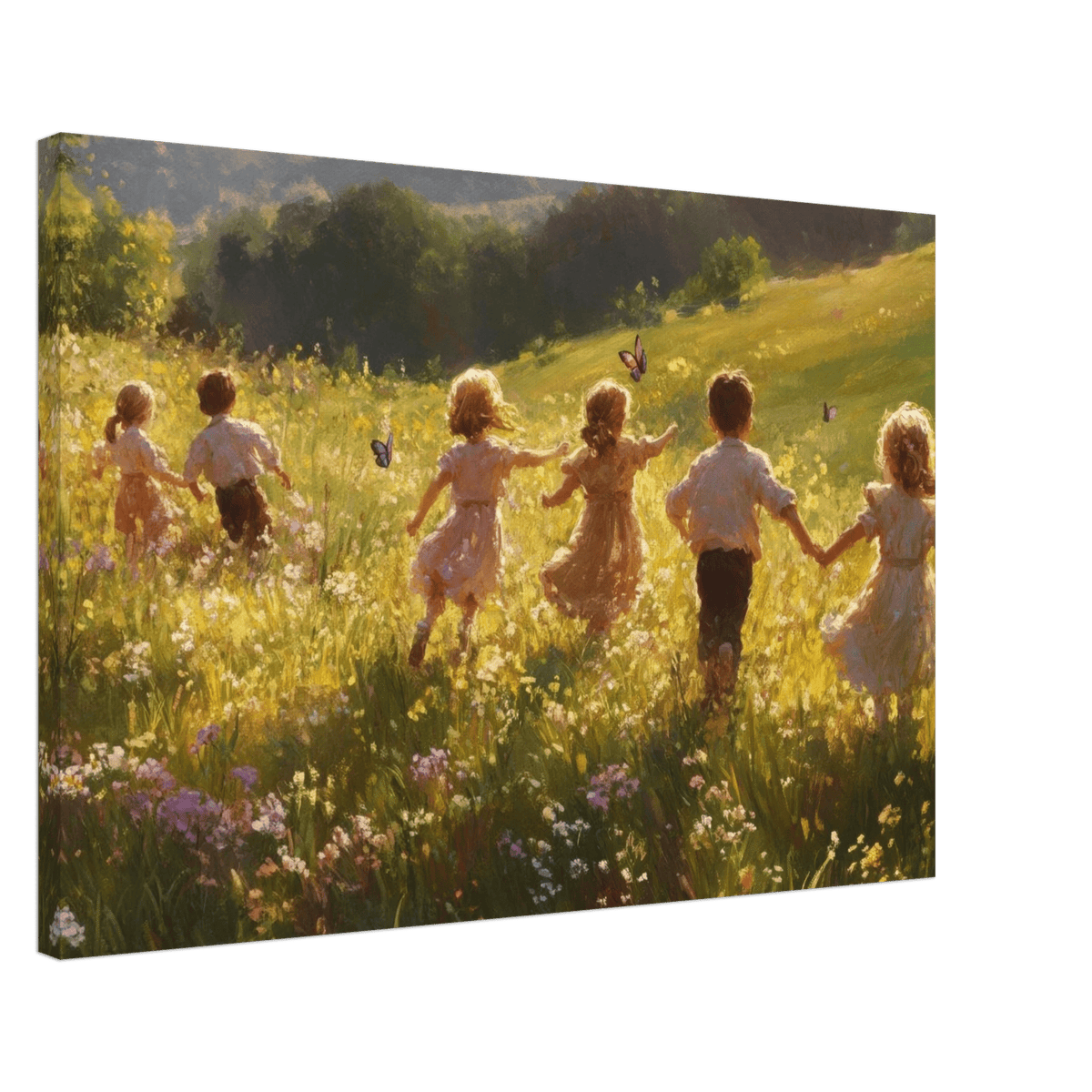 Children Playing in a Meadow A sunlit country - Shop Ai Art WebShop - Digital Art online Store
