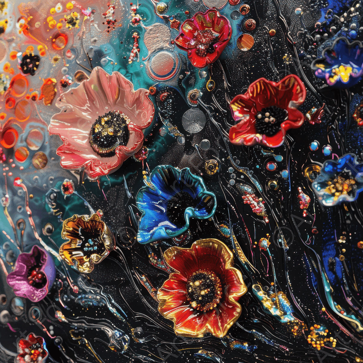 Colorfull Flower Art 6 - Shop Ai Art WebShop - Digital Art online Store