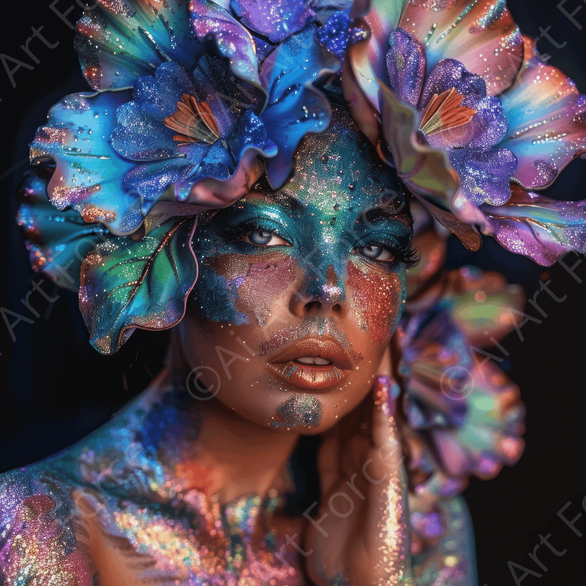 Colorfull Flower Art Bodypaint 4 - Shop Ai Art WebShop - Digital Art online Store