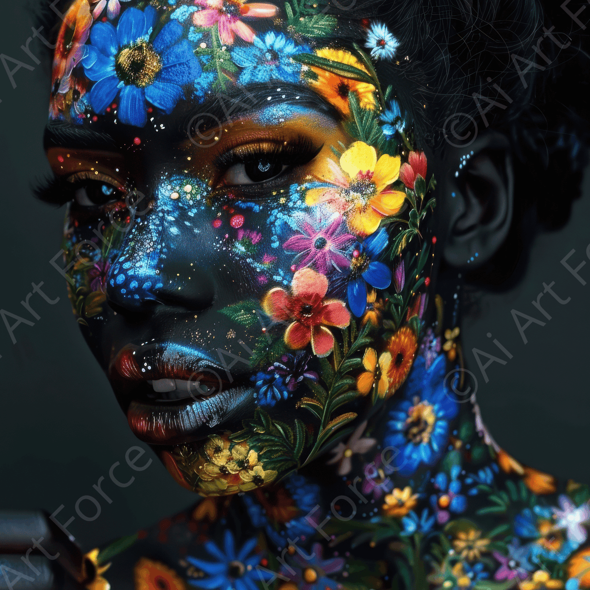 Colorfull Flower Art Bodypaint 7 - Shop Ai Art WebShop - Digital Art online Store
