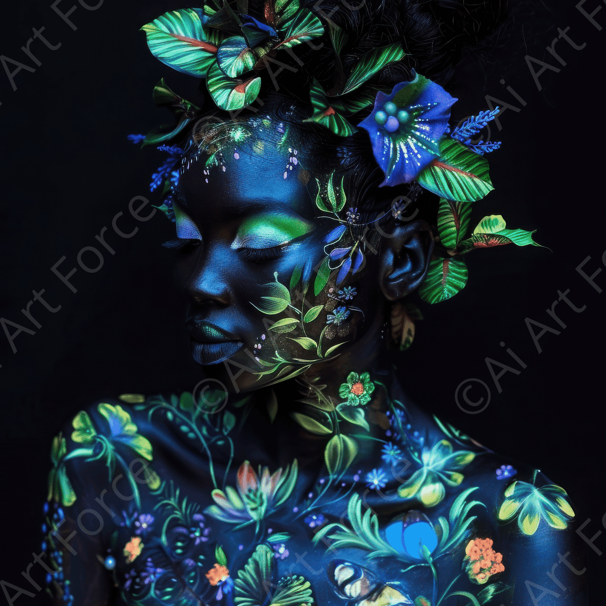 Colorfull Flower Art Bodypaint 8 - Shop Ai Art WebShop - Digital Art online Store