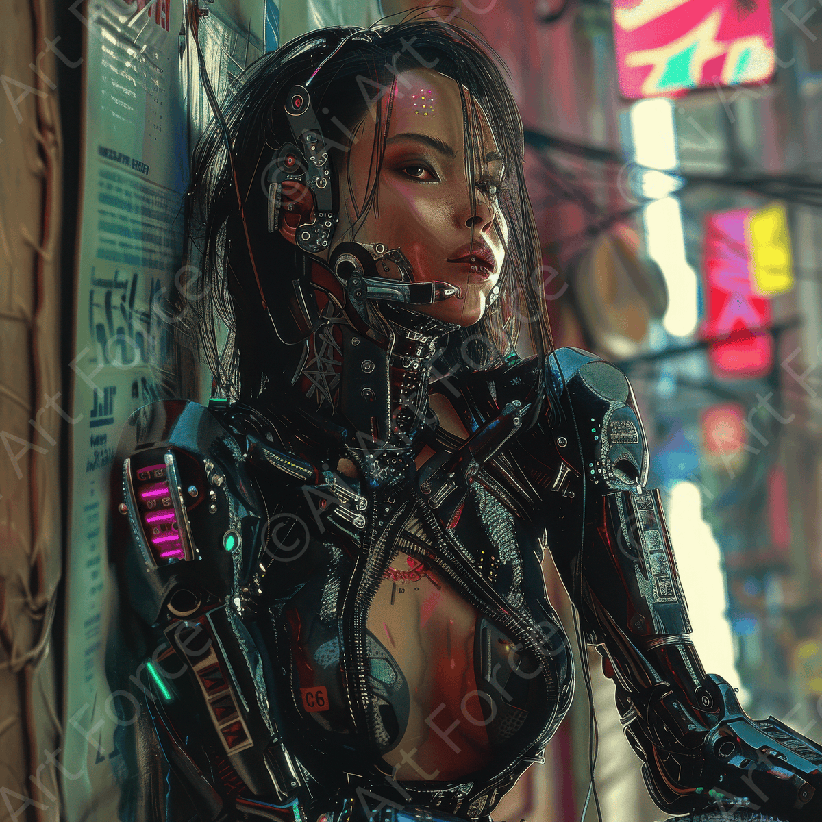 Cyber punk art beautiful female android humanoid - Shop Ai Art WebShop - Digital Art online Store