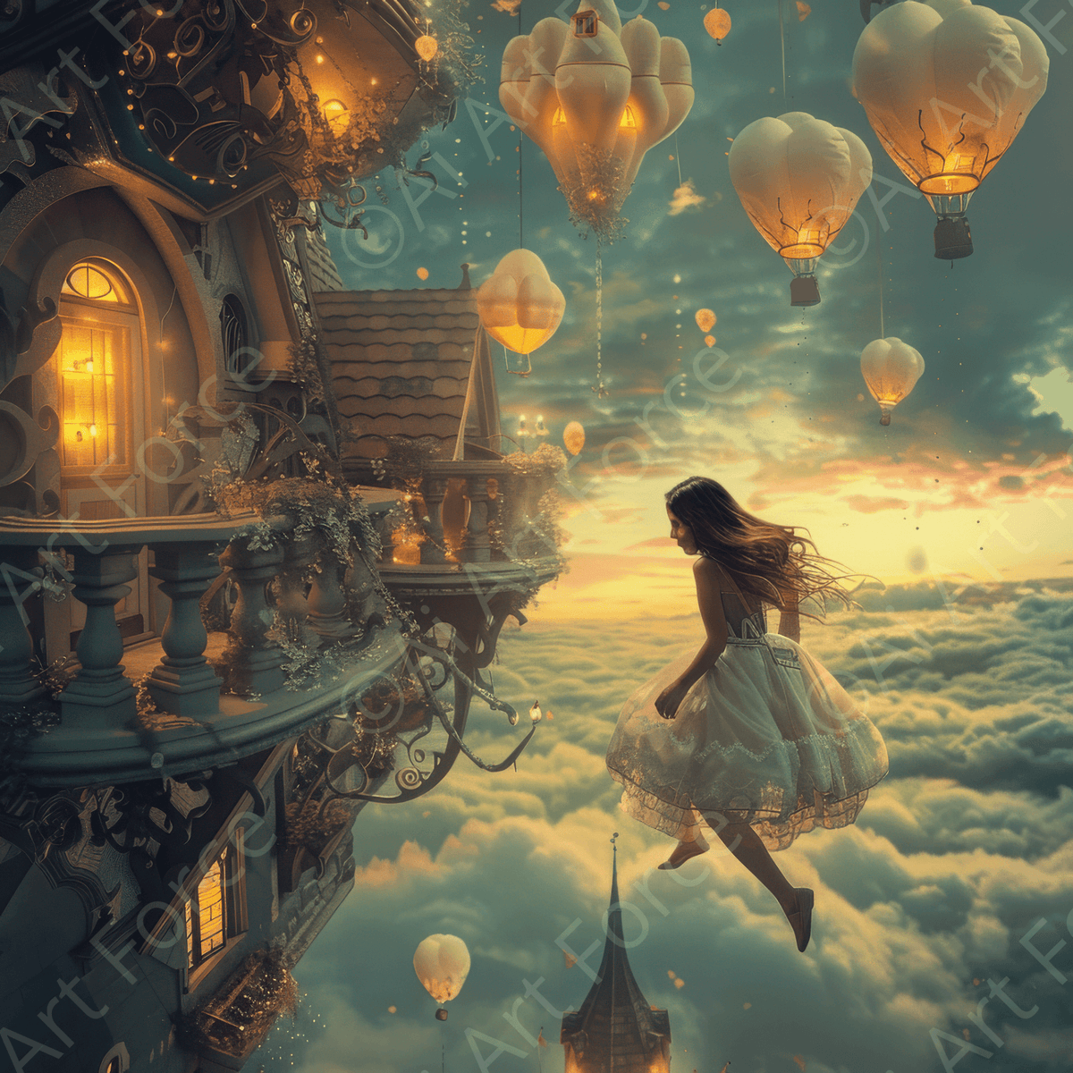 Dreamers fairytale existence flying around - Shop Ai Art WebShop - Digital Art online Store