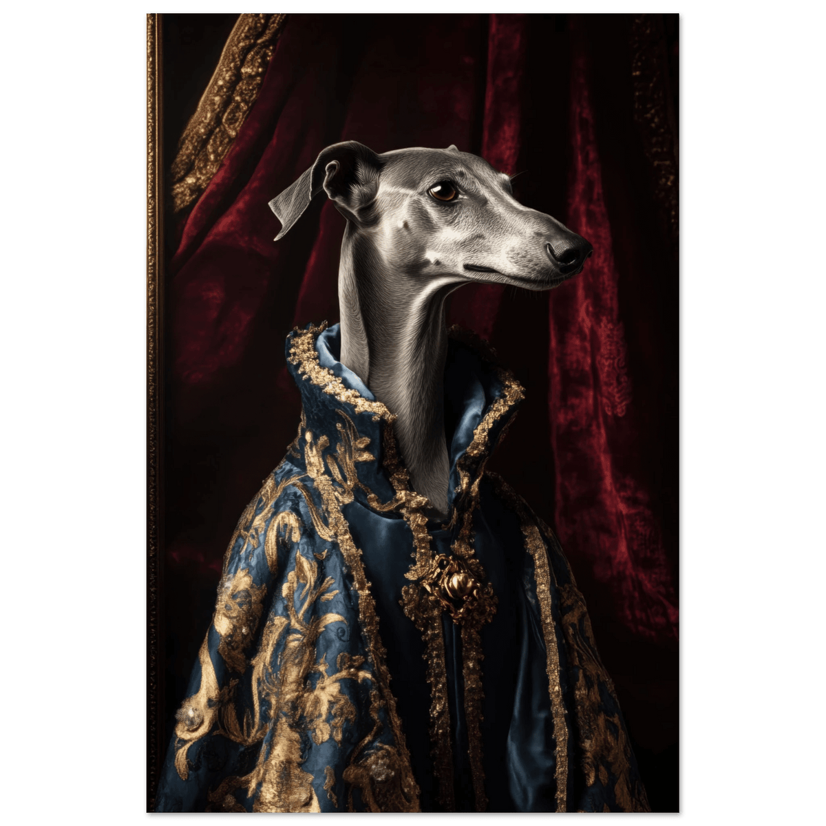 Elegant Baroque Greyhound Portrait A sleek grey 2 - Shop Ai Art WebShop - Digital Art online Store