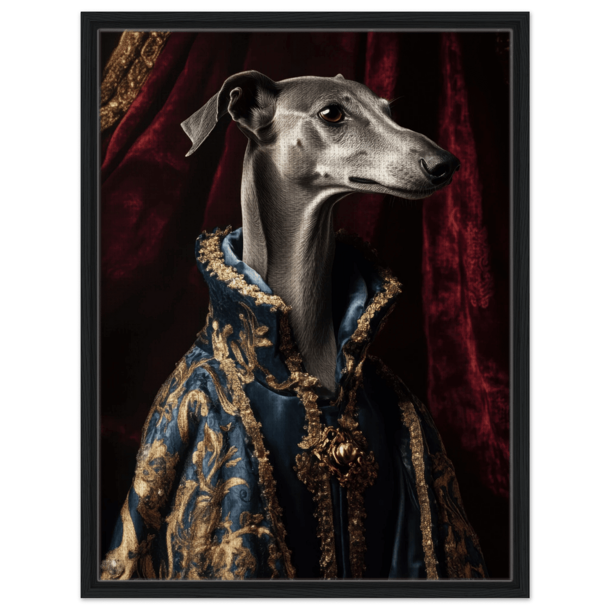 Elegant Baroque Greyhound Portrait A sleek grey 2 - Shop Ai Art WebShop - Digital Art online Store