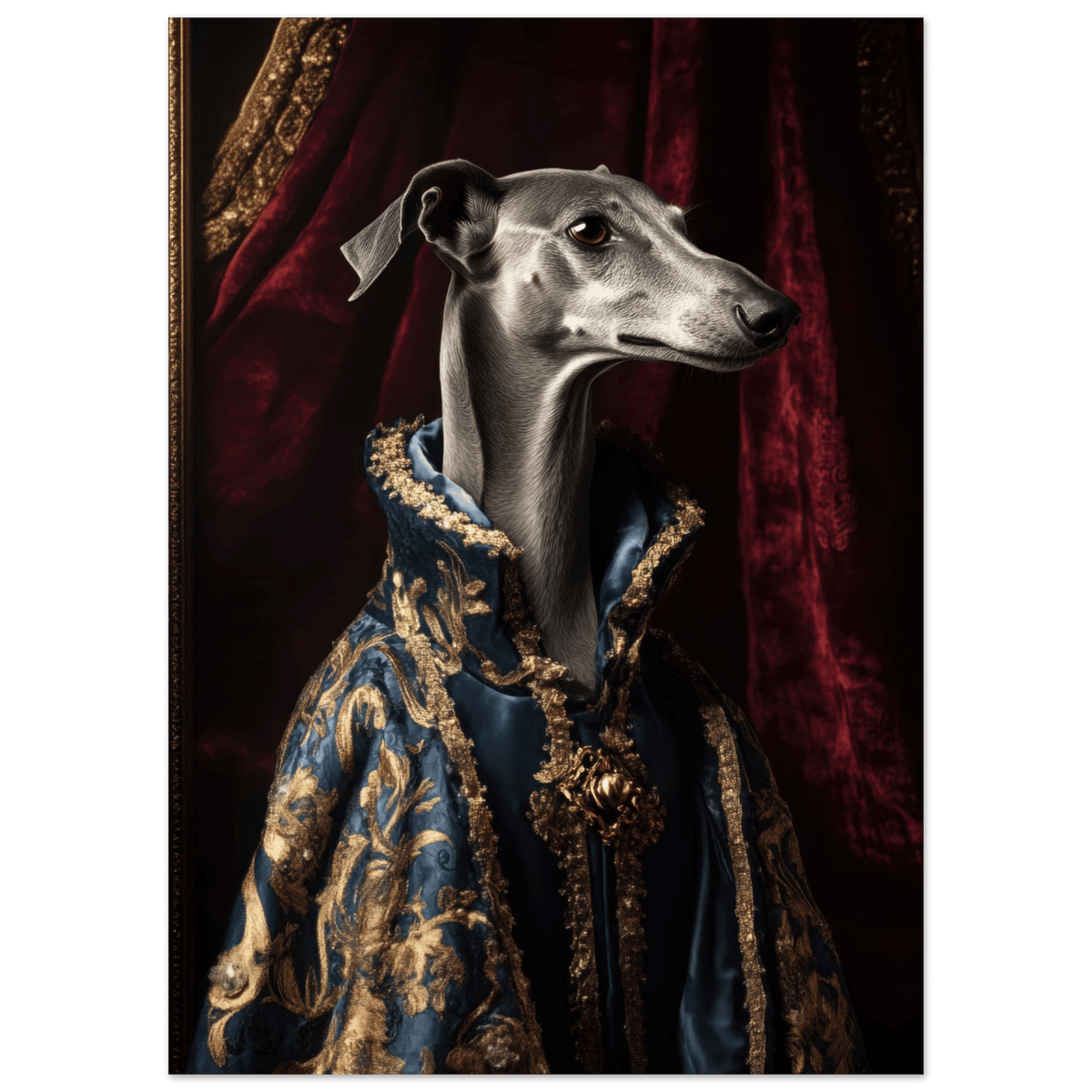 Elegant Baroque Greyhound Portrait A sleek grey 2 - Shop Ai Art WebShop - Digital Art online Store