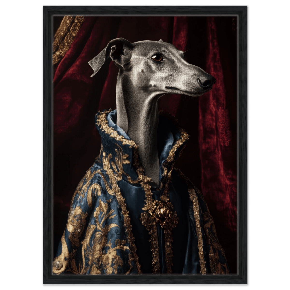 Elegant Baroque Greyhound Portrait A sleek grey 2 - Shop Ai Art WebShop - Digital Art online Store
