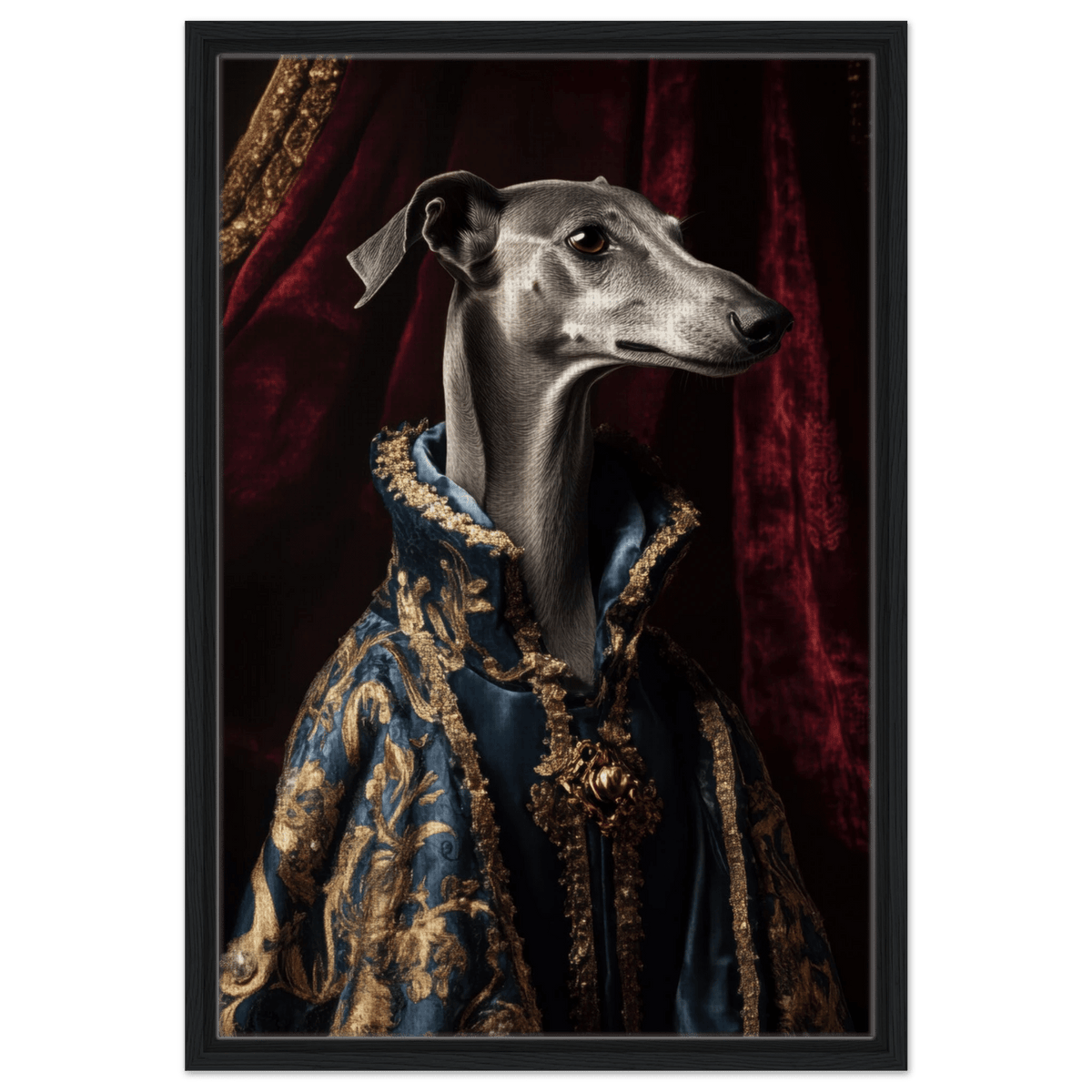 Elegant Baroque Greyhound Portrait A sleek grey 2 - Shop Ai Art WebShop - Digital Art online Store