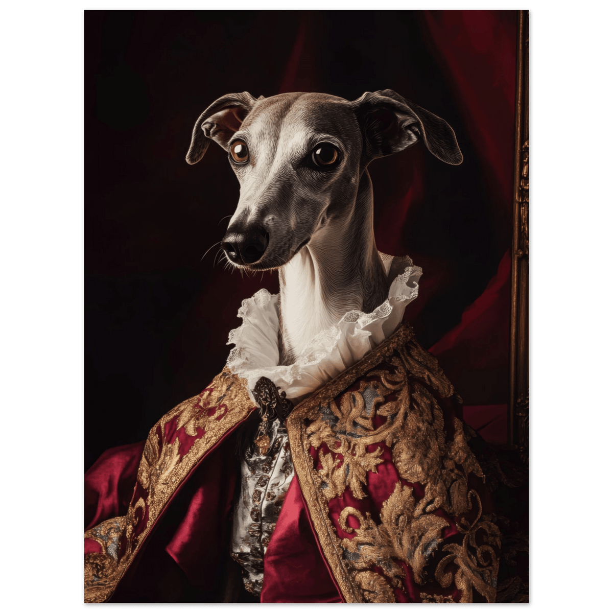 Elegant Baroque Greyhound Portrait A sleek grey 3 - Shop Ai Art WebShop - Digital Art online Store