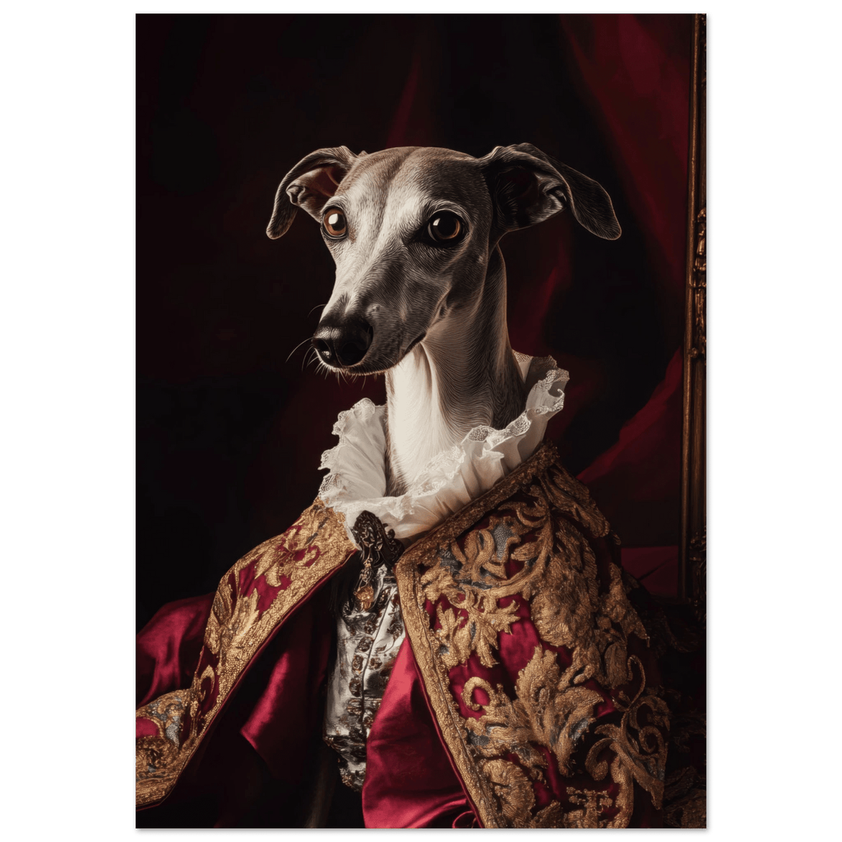 Elegant Baroque Greyhound Portrait A sleek grey 3 - Shop Ai Art WebShop - Digital Art online Store